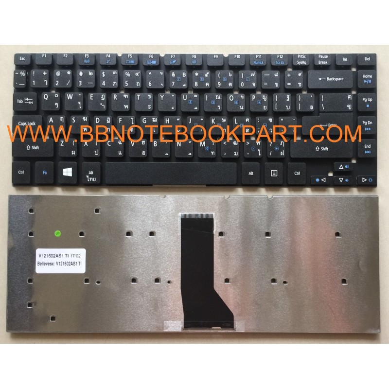 Acer Keyboard คีย์บอร์ด Aspire 3830  4830  4755 V3-431 E1-410  E1-422 E1-430 E1-432 E1-470 E1-472  E5-411 E5-421 E5-471   /  V3-471 V3-472   ภาษาไทย/อังกฤษ